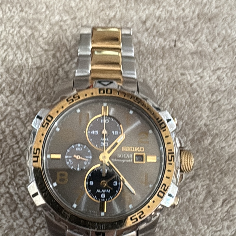 Seiko Two-Tone Solar Chronograph Watch